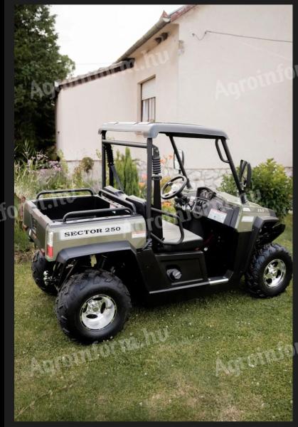 2024 Hisun sector utv eladó,  vagy pick up ra cserélhető. Vadiúj,  azonnal elvihető! Rendszámozható! 250 ccm motorral,  automata váltóval szerelve. Felszereltség: - keménytető - vonóhorog - csörlő(