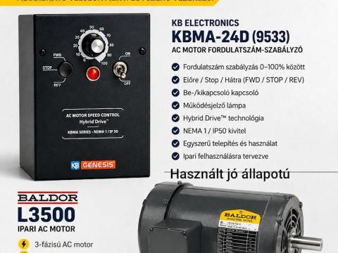Baldor L3500 AC motor és KB Electronics KBMA-24D (9533) hibrid vezérlő Baldor L3500 AC motor és KB Electronics KBMA-24D (9533) hibrid vezérlő