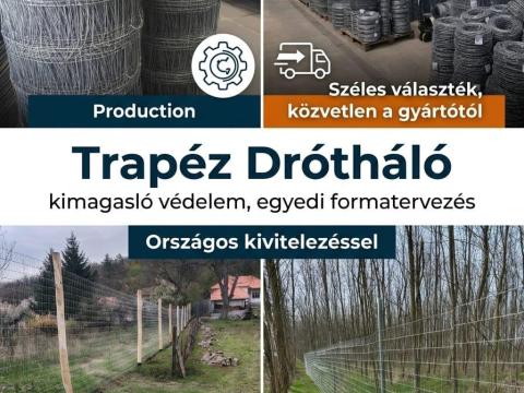 Prémium kerítés, trapéz drótháló, vadháló, oszlopok, telepítéssel együtt