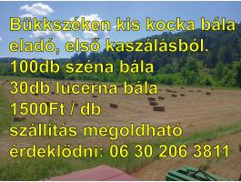 Bükkszéken kis kocka bála eladó, széna és lucerna