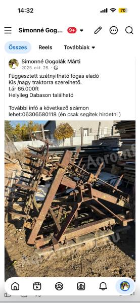 Függesztett szétnyitható fogas