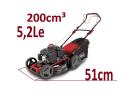 Önjáró benzines fűnyíró 51 cm vágásszélesség, 200 cm³, 5,2 LE, fűgyűjtős, 6 az 1-ben Scheppach MS200-51