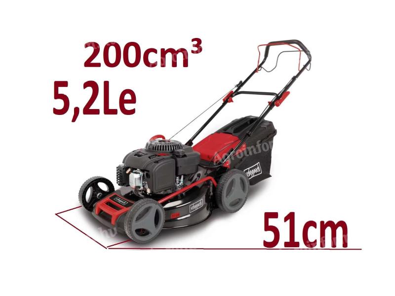Önjáró benzines fűnyíró 51 cm vágásszélesség, 200 cm³, 5,2 LE, fűgyűjtős, 6 az 1-ben Scheppach MS200-51