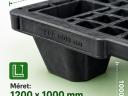 Fekete műanyag raklap / export raklap eladó – 1200×1000 mm – 1.500 kg statikus terhelhetőség – 56 db
