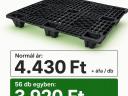 Fekete műanyag raklap / export raklap eladó – 1200×1000 mm – 1.500 kg statikus terhelhetőség – 56 db