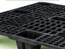 Fekete műanyag raklap / export raklap eladó – 1200×1000 mm – 1.500 kg statikus terhelhetőség – 56 db
