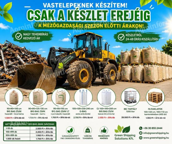 Big Bag zsákok fémtelepeknek,  autóbontóknak – készletről,  24–48 órás szállítással 06 30 855 2444