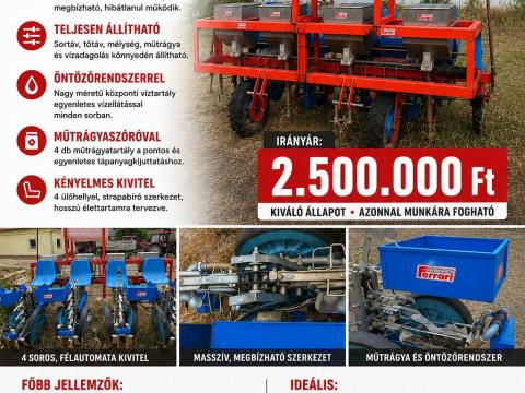 Eladó Ferrari 4 soros félautomata palántázógép Eladó Ferrari 4 soros félautomata palántázógép