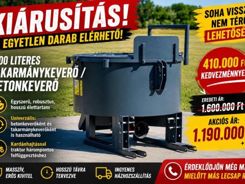 1200 literes takarmánykeverő / betonkeverő