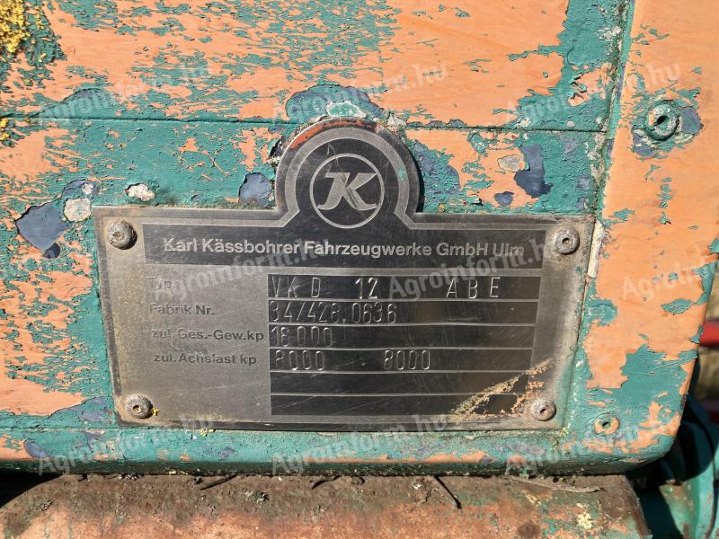 Kässbohrer VKD 12 laprugós, billencs (3 oldalra) pótkocsi (16 t) eladó