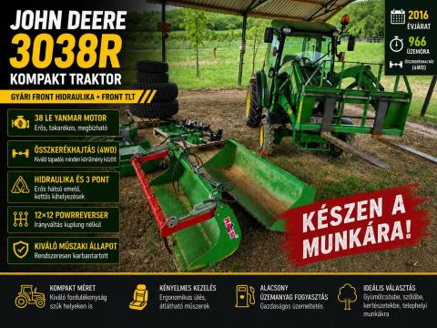 John Deere 3038R prémium kompakt traktor! Adásvételivel eladó