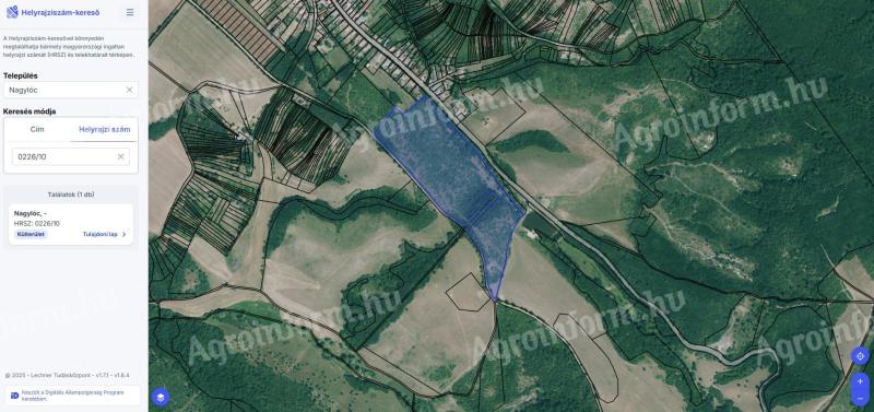 Eladó Nagylóc határában 9 ha 7290 m² legelő