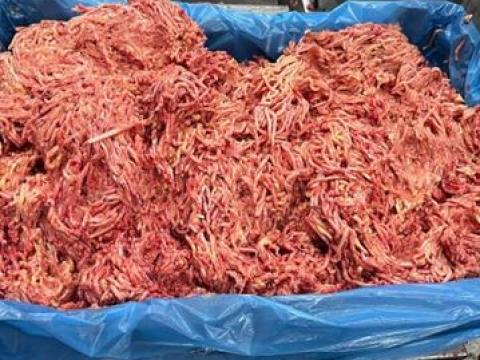 Fagyasztott, mechanikusan szeparált csirkehús, MDM 5 mm Fagyasztott, mechanikusan szeparált csirkehús, MDM 5 mm
