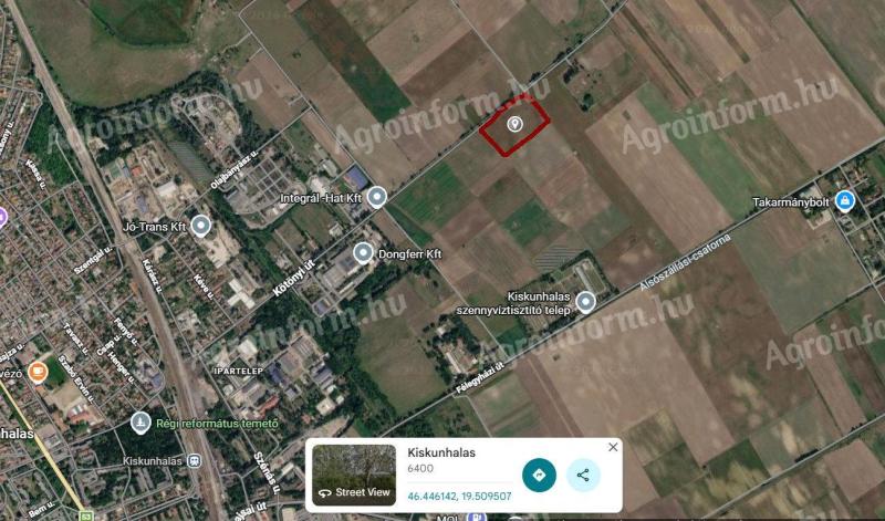 Kiskunhalason a Kötönyi úton 3,22 ha szántó