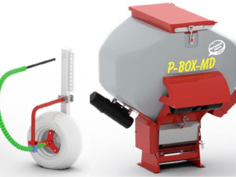 EINBÖCK P-BOX-MD egy mechanikus adagolású pneumatikus vetőgép - műtrágyaszóró. A P-BOX pontosan és automatikusan szabályozza a kiszórási mennyiséget a tényleges haladási sebességtől függően.