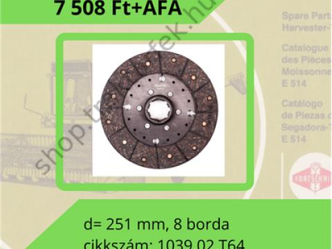 kuplungtárcsa d=251 Fortschritt kombájnhoz kuplungtárcsa d=251 Fortschritt kombájnhoz