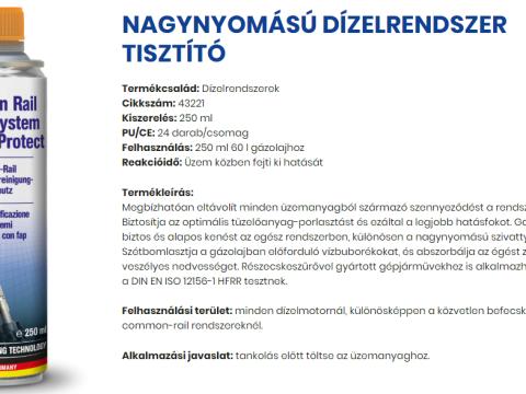 43221/PRO/U AUTOPROFI NAGYNYOMÁSÚ DÍZELRENDSZER TISZTÍTÓ 250ML 43221/PRO/U AUTOPROFI NAGYNYOMÁSÚ DÍZELRENDSZER TISZTÍTÓ 250ML