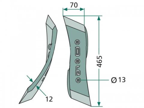 nehézkultivátor kapahegy 450x70, univerzális, furattáv 45-60mm, bal nehézkultivátor kapahegy 450x70, univerzális, furattáv 45-60mm, bal