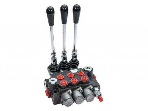 Hidraulika vezérlőtömb 3 karos 4/3 utas rugós visszaállítású, 40L/perc Hidraulika vezérlőtömb 3 karos 4/3 utas rugós visszaállítású, 40L/perc