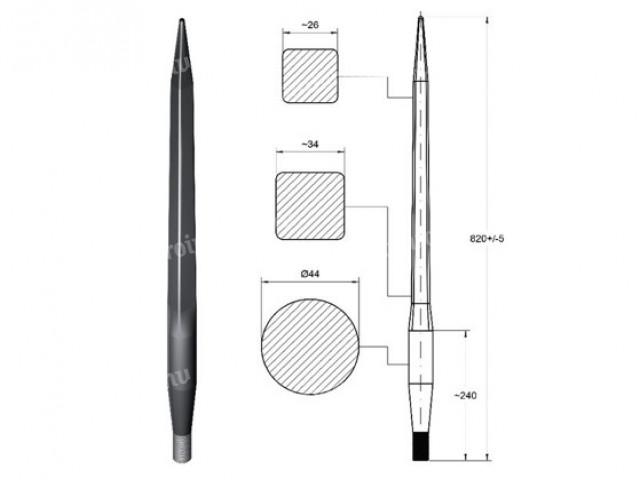 Homlokrakodó tüske, bálatüske, L=820, M28x1,5 ( SHW)