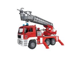 játék tűzoltóautó forgatható létrával, fény- és hangjelző modullal, Bruder