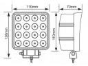 lámpa munka 16 LED, kocka terítő 48W, 3180 Lumen