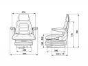 Vezetőülés mechanikus rugózás, kartámasz+fejtámla, fekete szövet, Olasz