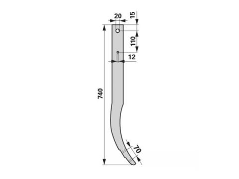 Nehézkultivátor kapaszár fix, 740mm Nehézkultivátor kapaszár fix, 740mm