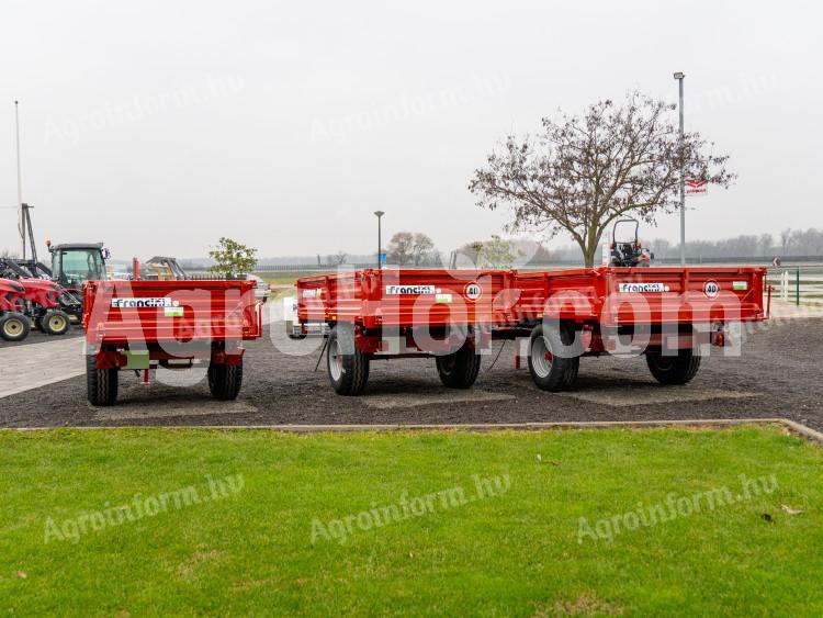 Francini 2,4 m-es 2,2 t teherbírású egytengelyes billenthető pótkocsi mechanikus fékkel