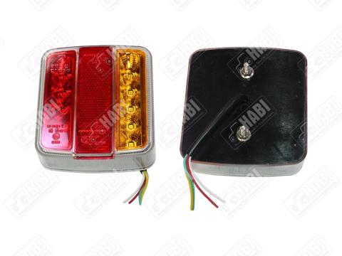 Hátsólámpa kocka univerzális LED rendszám megvilágítással sárga/piros 105x98x35 mm 12 V-24 V Hátsólámpa kocka univerzális LED rendszám megvilágítással sárga/piros 105x98x35 mm 12 V-24 V