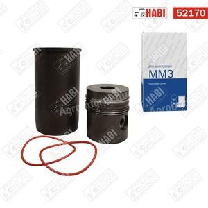 MTZ Hengerhüvely komplett TURBÓS 4 gyűrűs L=230mm D=38mm-es csapszeggel 38mm-es előkamrával foszfátozott