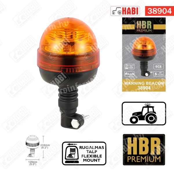 Figyelmeztető fényjelzés sárga villogó E jelzett 12V-24V rugalmas tartócsöves R65 R10 LED