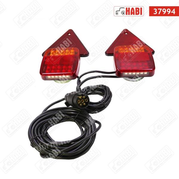 Hátsólámpa párban mágneses sárga/piros LED háromszög alakú prizmával 7,5 m vezetékkel 12 V