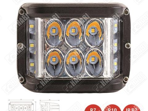 Munkalámpa + figyelmeztető jelzés LED, 36W téglalap 3000 Lumen 10-30V IP67 Munkalámpa + figyelmeztető jelzés LED, 36W téglalap 3000 Lumen 10-30V IP67