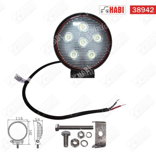 Munkalámpa LED 18W kör, 116x142x54mm, 1510 Lumen, 10-30V, IP67