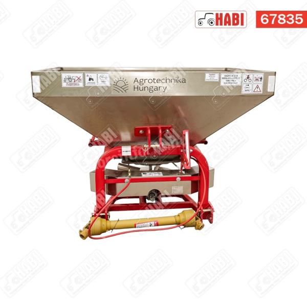 Műtrágyaszóró 1 tárcsás 600L, rozsdamentes tartállyal, 8-12m szórási szélesség, kardánnal