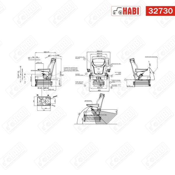 Vezetőülés 400 mm mechanikus rugózás