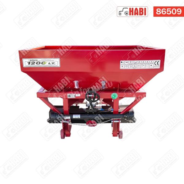 Műtrágyaszóró 2 tárcsás 1200L, 24m szórási szélesség, ponyvával, kardánnal, INOX tárcsával /török/