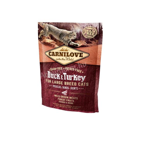 Carnilove Cat Duck & Turkey Large Breed – Muscles, Bones, Joints Kacsa és Pulyka Hússal 400g