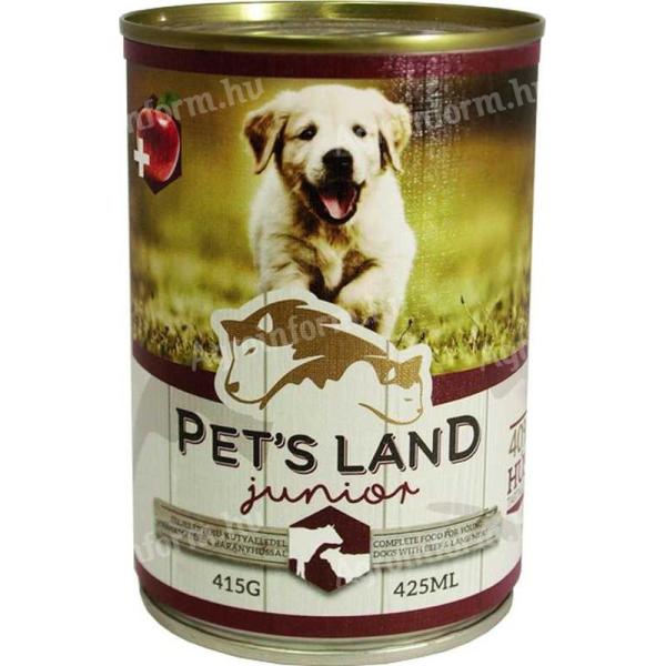 Pet s Land Dog Junior Konzerv Marhamáj-Bárányhús almával 415g