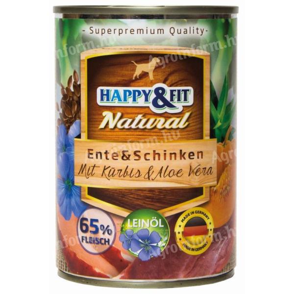 Happy&Fit Natural Dog Konzerv Kacsa & Sonka Sütőtökkel & Aloe Verával 400g