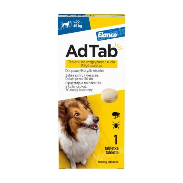 AdTab rágótabletta óriás testű kutyáknak (>22-45 kg) 900mg