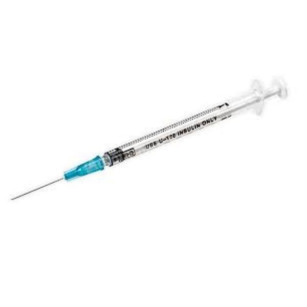 Fecskendő Eh Inzulinos 1ml Luer Disp. Syringe 3 Részes gumidugós + Tű