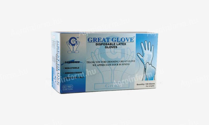 Kesztyű Latex Ns M Púderezett Top Glove Fehér 100x