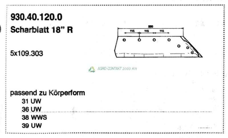 Eredeti ,gyári Pöttinger Servo eke alkatrész ekevas jobb