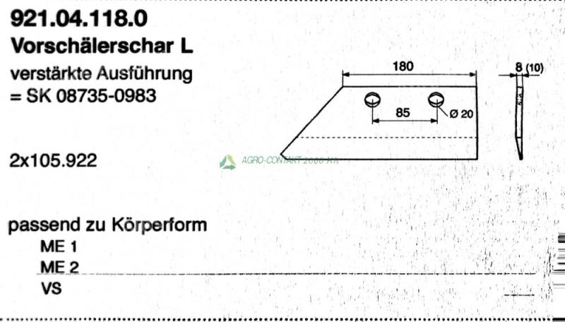 Eredeti ,gyári Pöttinger Servo eke alkatrész előhántókés bal