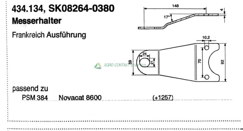 Eredeti ,gyári Pöttinger Novacat fűkasza késtartó