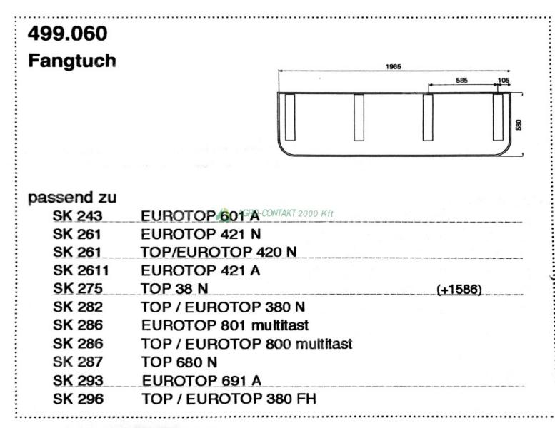 Eredeti ,gyári Pöttinger Top Eurotop ponyva