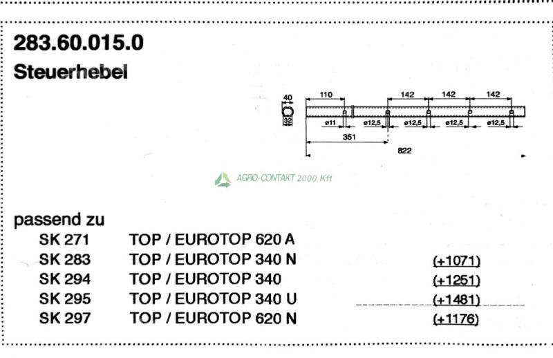 Eredeti ,gyári Pöttinger Top Eurotop rugótartó kar