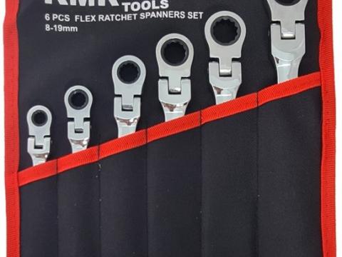 Csillag-villás kulcs készlet 8-19, 6 db-os racsnis csuklós Csillag-villás kulcs készlet 8-19, 6 db-os racsnis csuklós